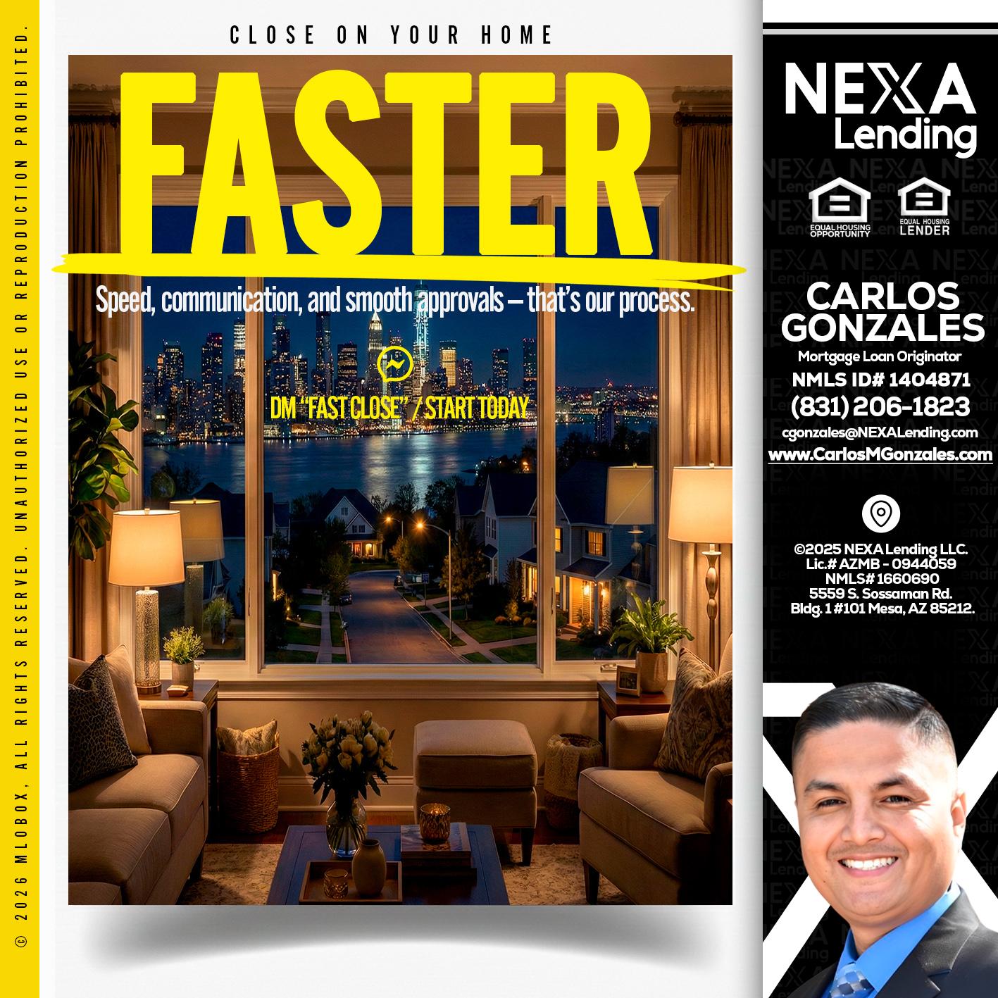 FASTER - Carlos Gonzales -Mortgage Loan Originator