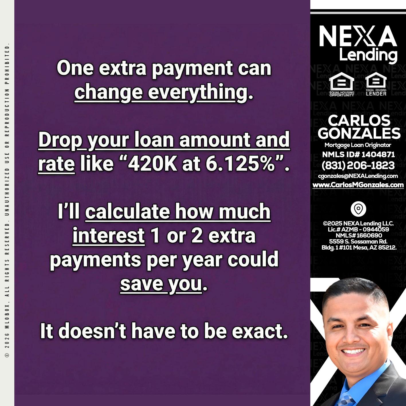 ONE EXTRA - Carlos Gonzales -Mortgage Loan Originator
