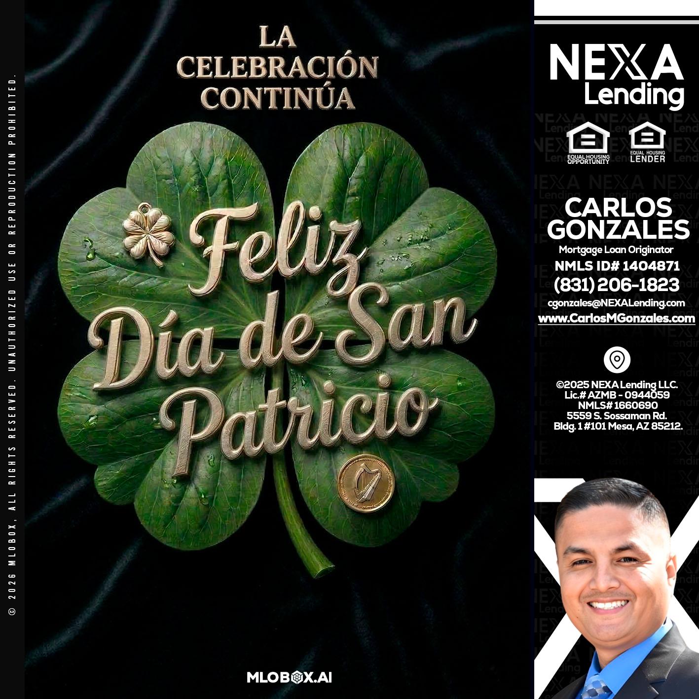 FELIZ DIA DE SAN PATRICIO - Carlos Gonzales -Mortgage Loan Originator