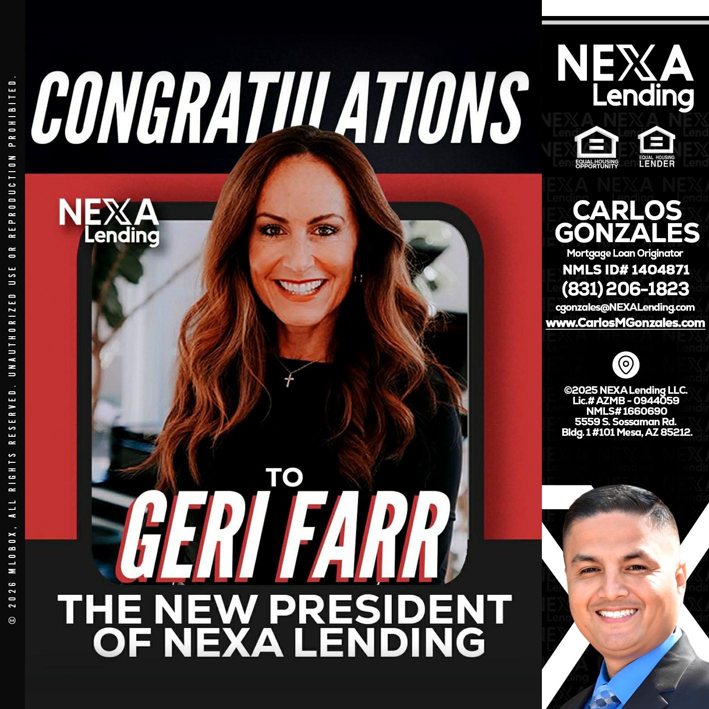 CONGRATULATIONS - Carlos Gonzales -Mortgage Loan Originator