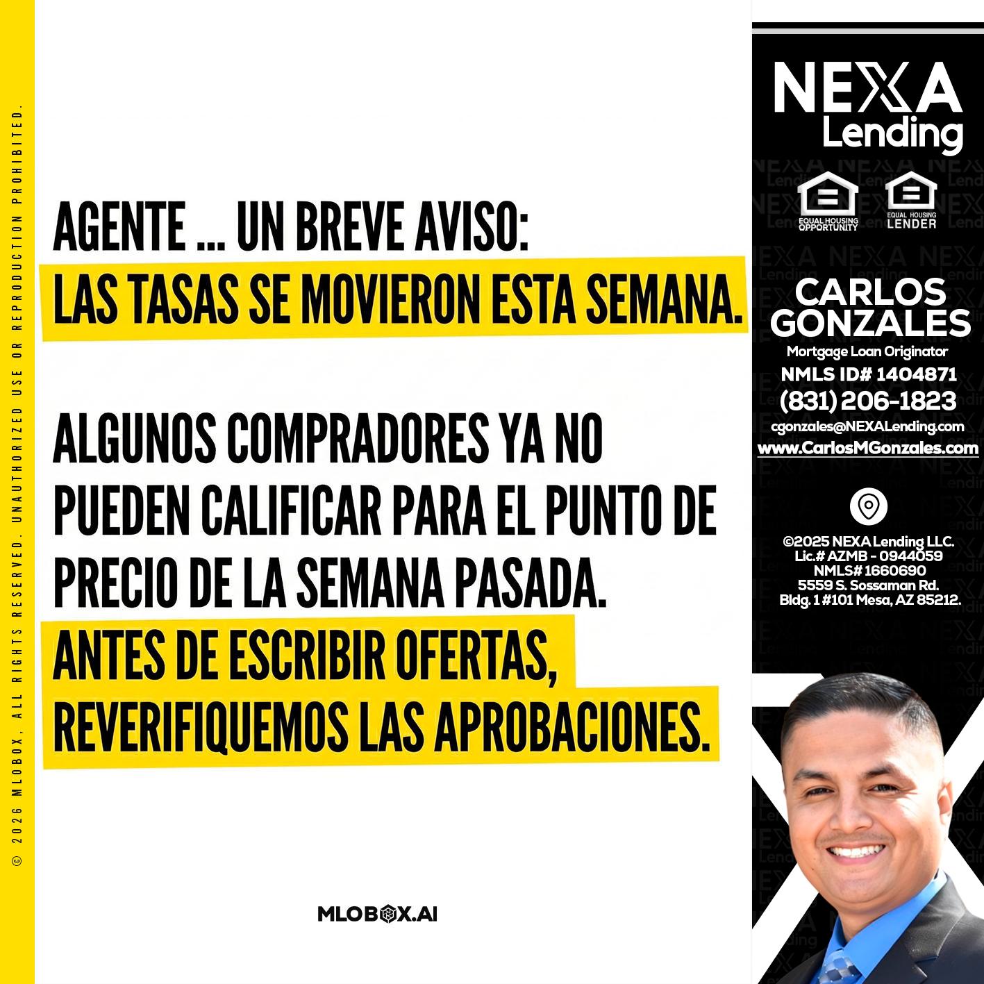 Agente - Carlos Gonzales -Mortgage Loan Originator