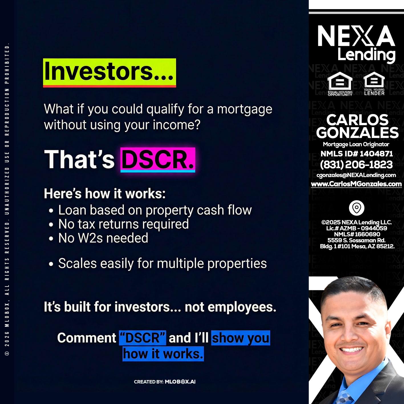 INVESTORS - Carlos Gonzales -Mortgage Loan Originator