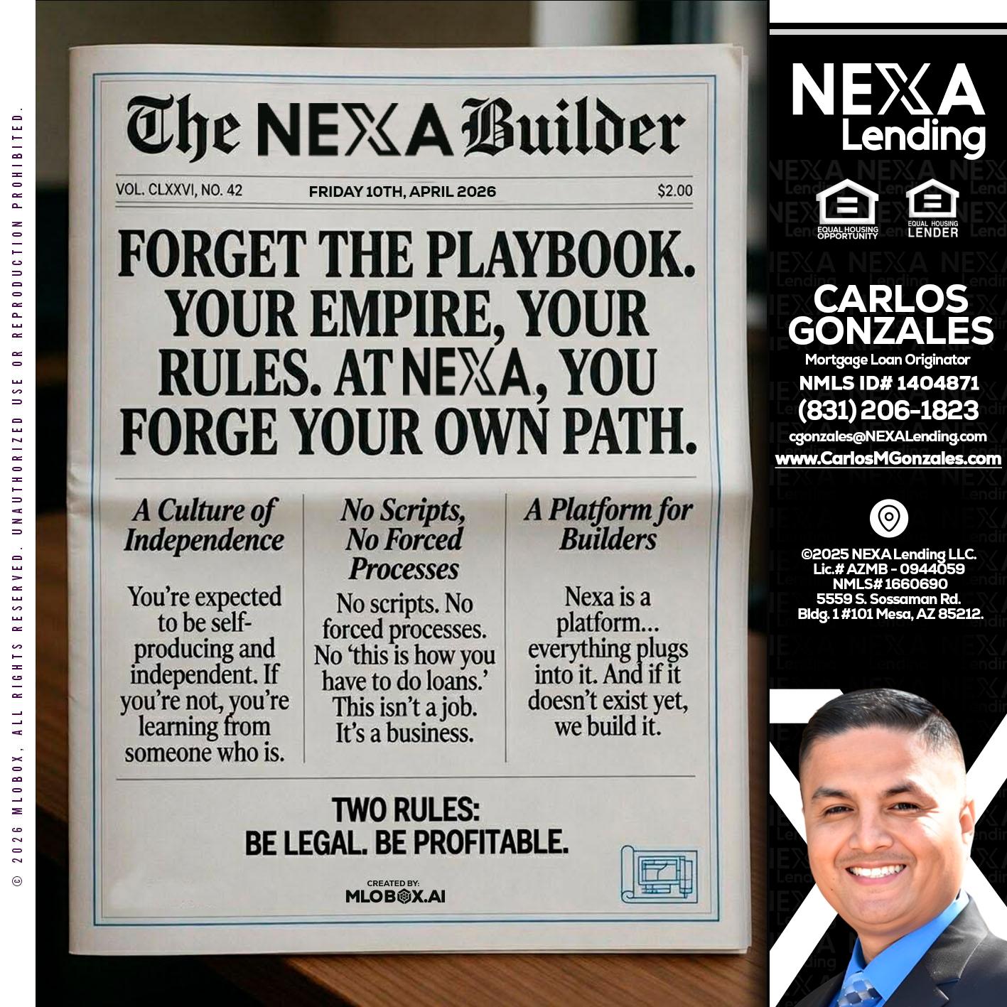 THE NEXA BUILDER - Carlos Gonzales -Mortgage Loan Originator