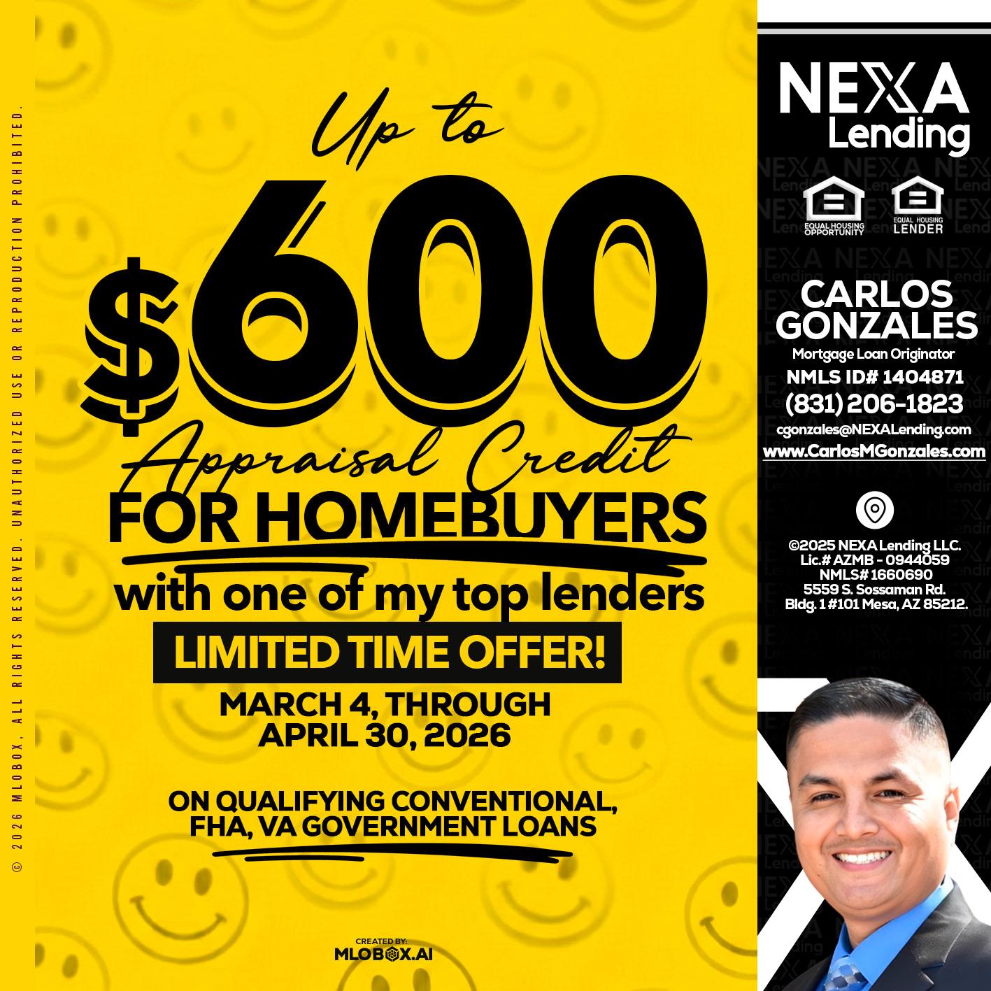 UP TO 600 - Carlos Gonzales -Mortgage Loan Originator