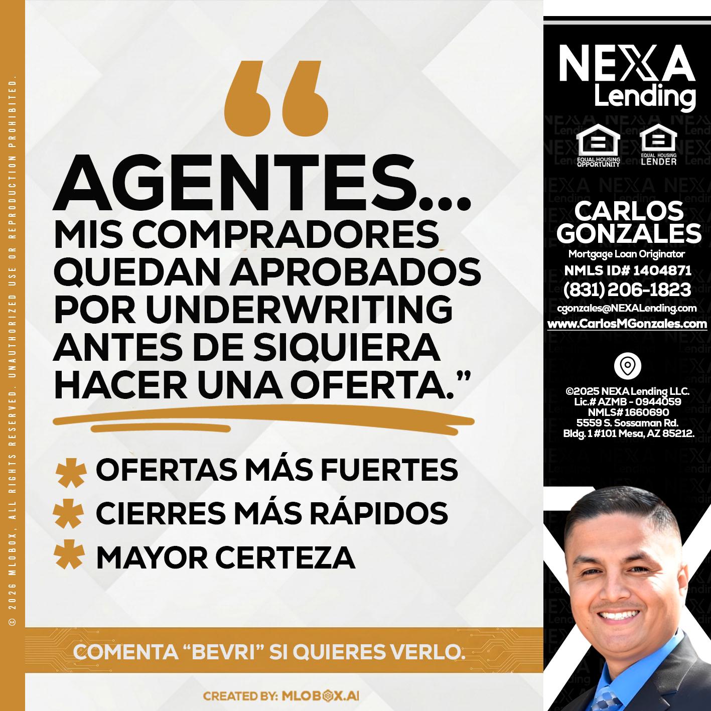 AGENTES - Carlos Gonzales -Mortgage Loan Originator