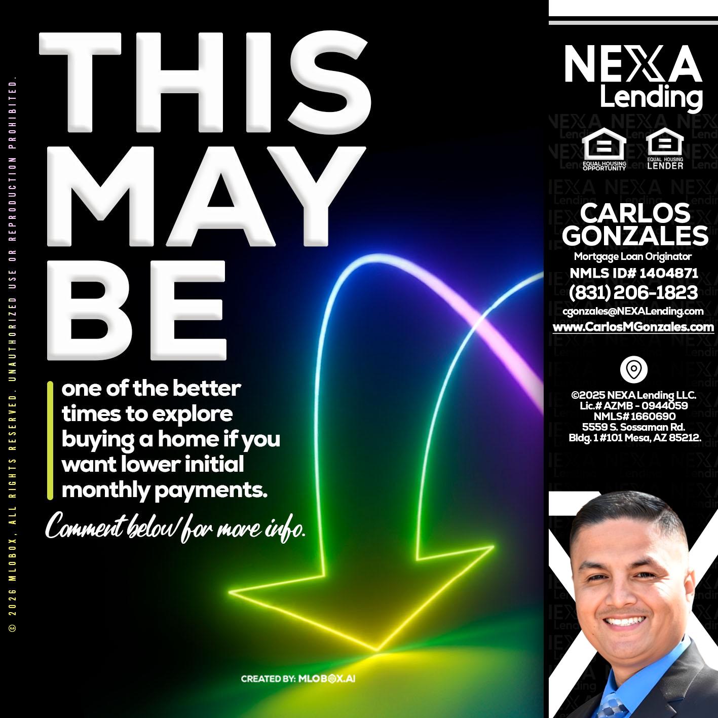 THIS MAY BE - Carlos Gonzales -Mortgage Loan Originator