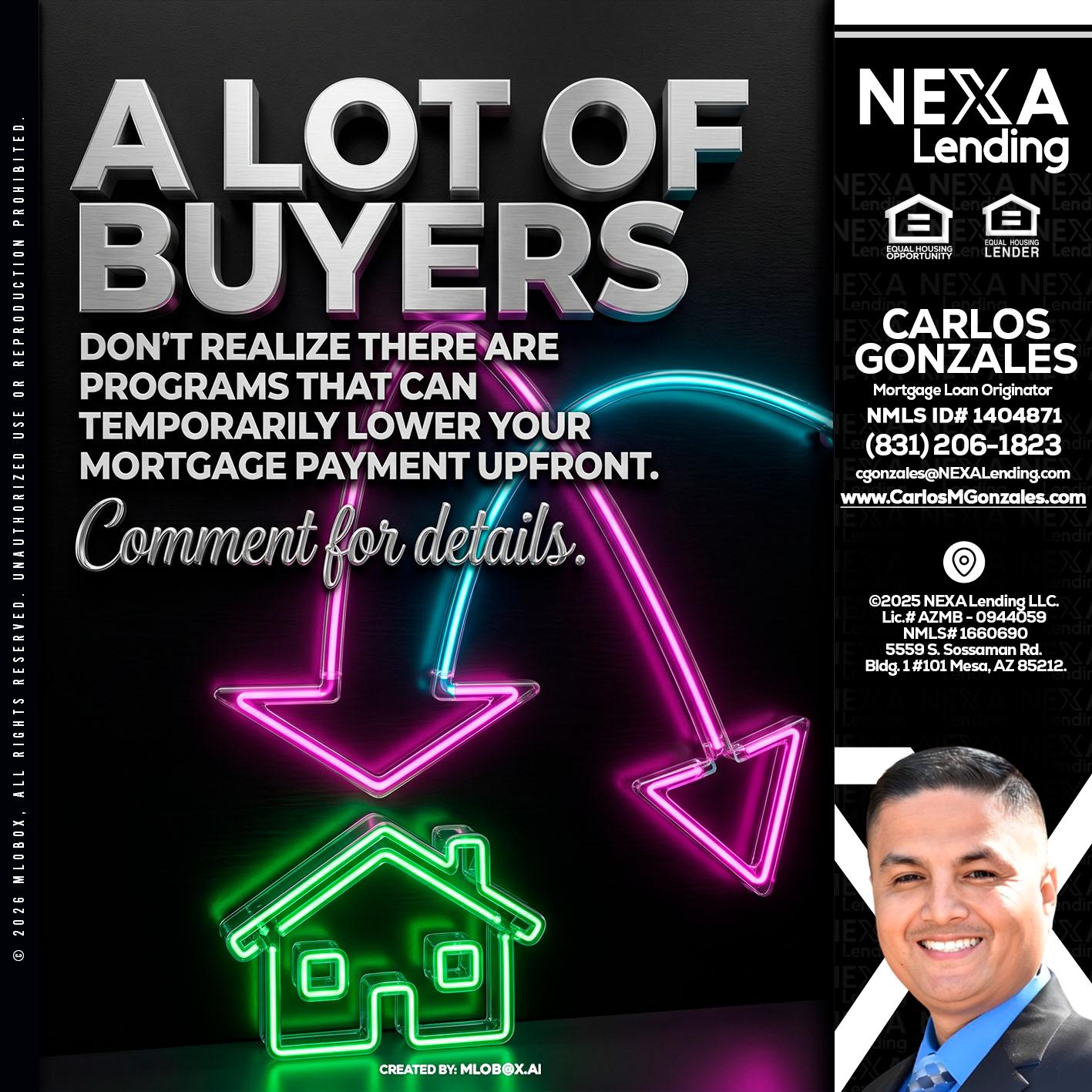 A LOT OF BUYERS - Carlos Gonzales -Mortgage Loan Originator