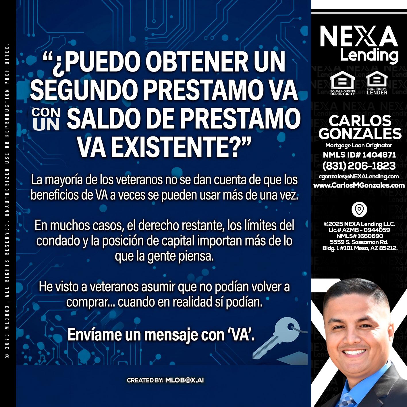 PUEDO OBTENER UN PRESTAMO VA - Carlos Gonzales -Mortgage Loan Originator
