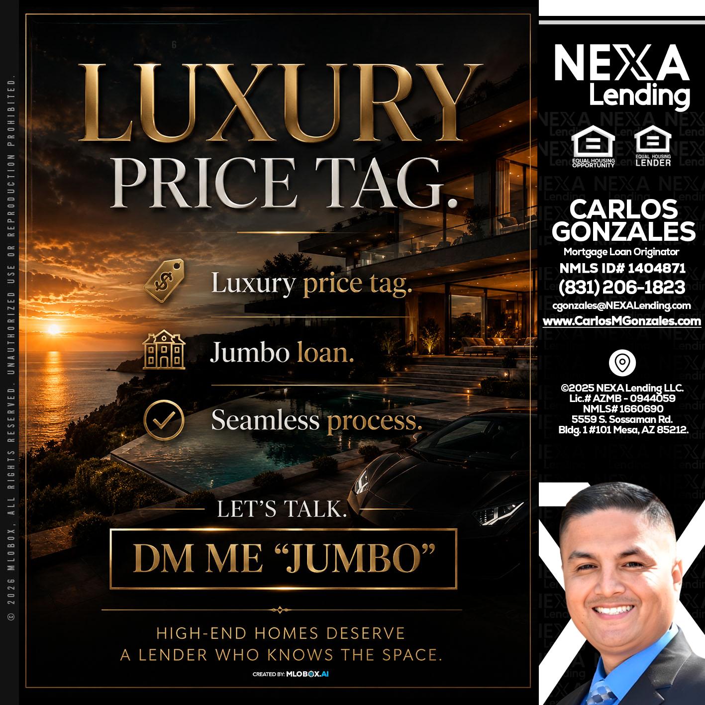 LUXURY PRICE - Carlos Gonzales -Mortgage Loan Originator