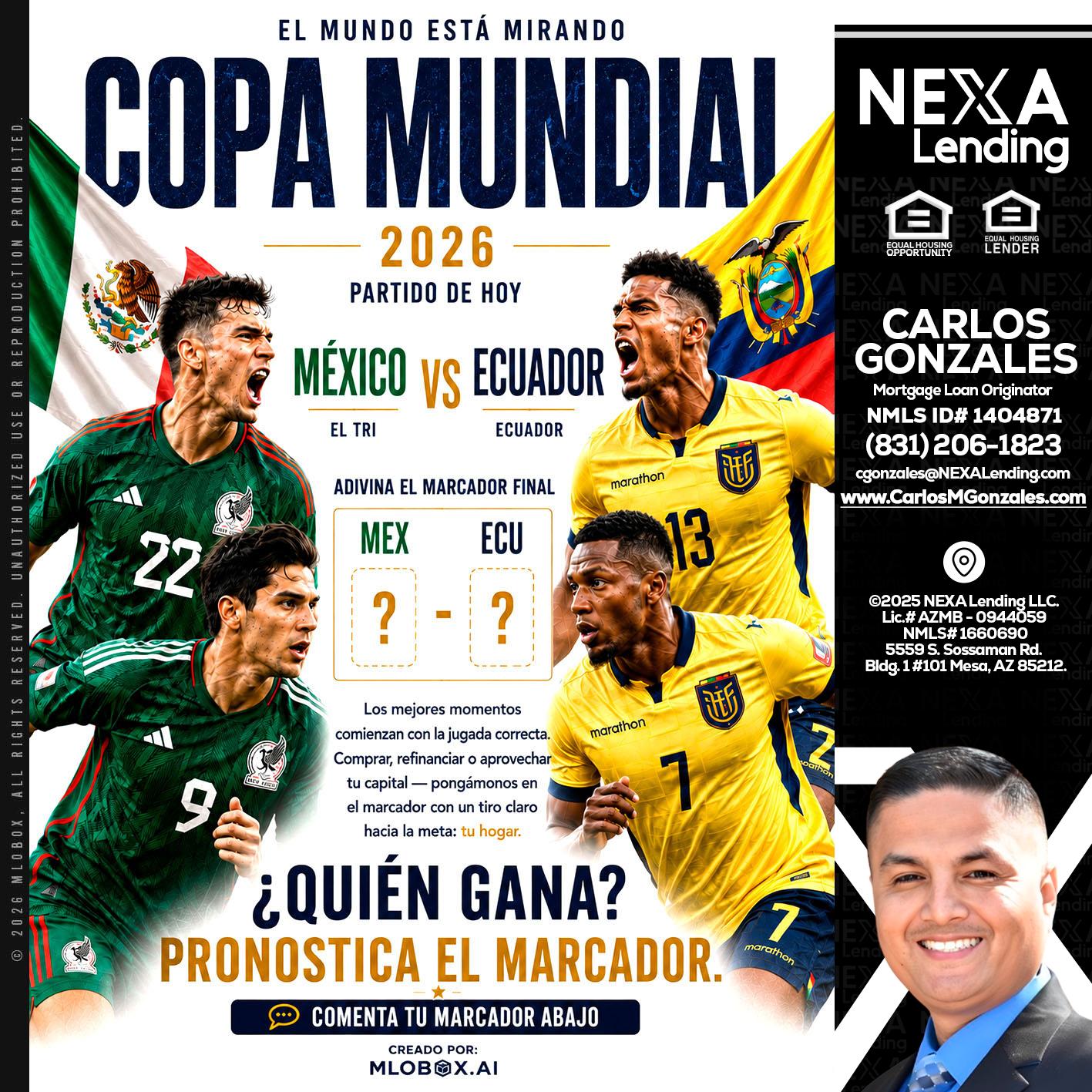 COPA MUNDIAL 2026 - Carlos Gonzales -Mortgage Loan Originator