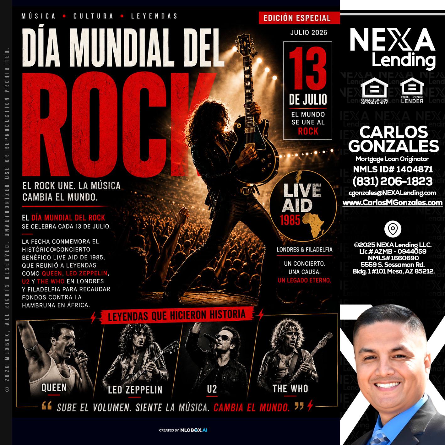 DIA MUNDIAL DEL ROCK - Carlos Gonzales -Mortgage Loan Originator