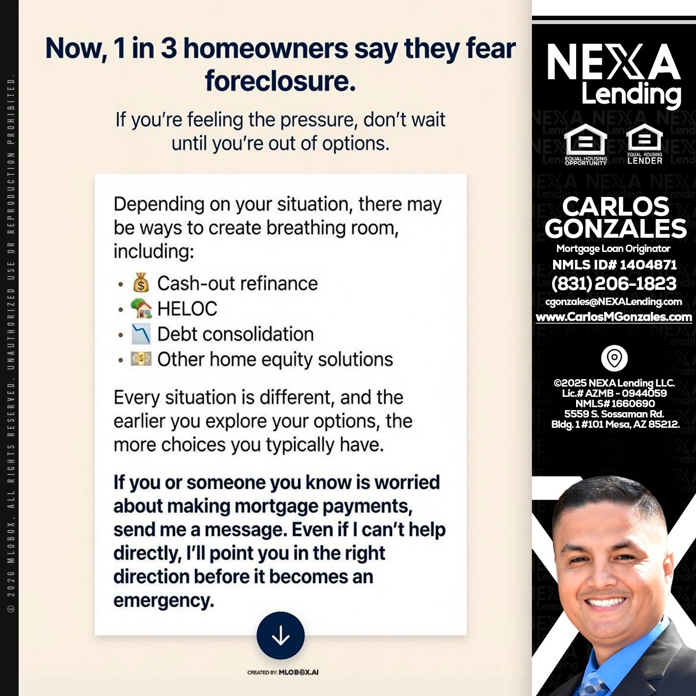 NOW, 1 IN 3 - Carlos Gonzales -Mortgage Loan Originator
